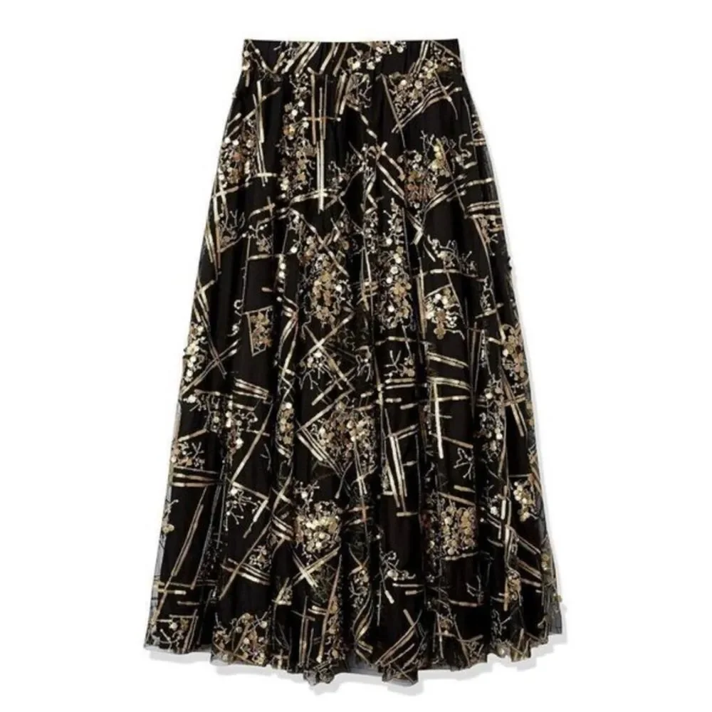 MAKING THE CUT Women's Elegant Black‎ and Gold maxi Skirts size S